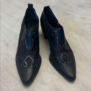 Franco Sarto Black Leather Ankle Western Style Boots